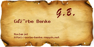 Görbe Benke névjegykártya